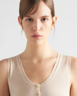 Mujer Prada TEJIDOS DE PUNTO^Camiseta De Tirantes De Cachemir Y Seda