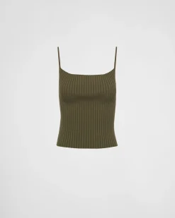 Mujer Prada TEJIDOS DE PUNTO^Camiseta De Tirantes De Punto Acanalado