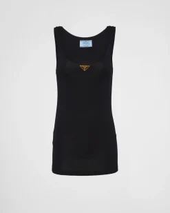 Mujer Prada CAMISETAS Y SUDADERAS|CAMISAS Y TOPS^Camiseta De Tirantes De Punto Acanalado