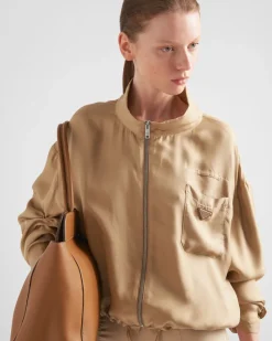 Mujer Prada CHAQUETAS Y ABRIGOS^Cazadora De Sarga De Seda