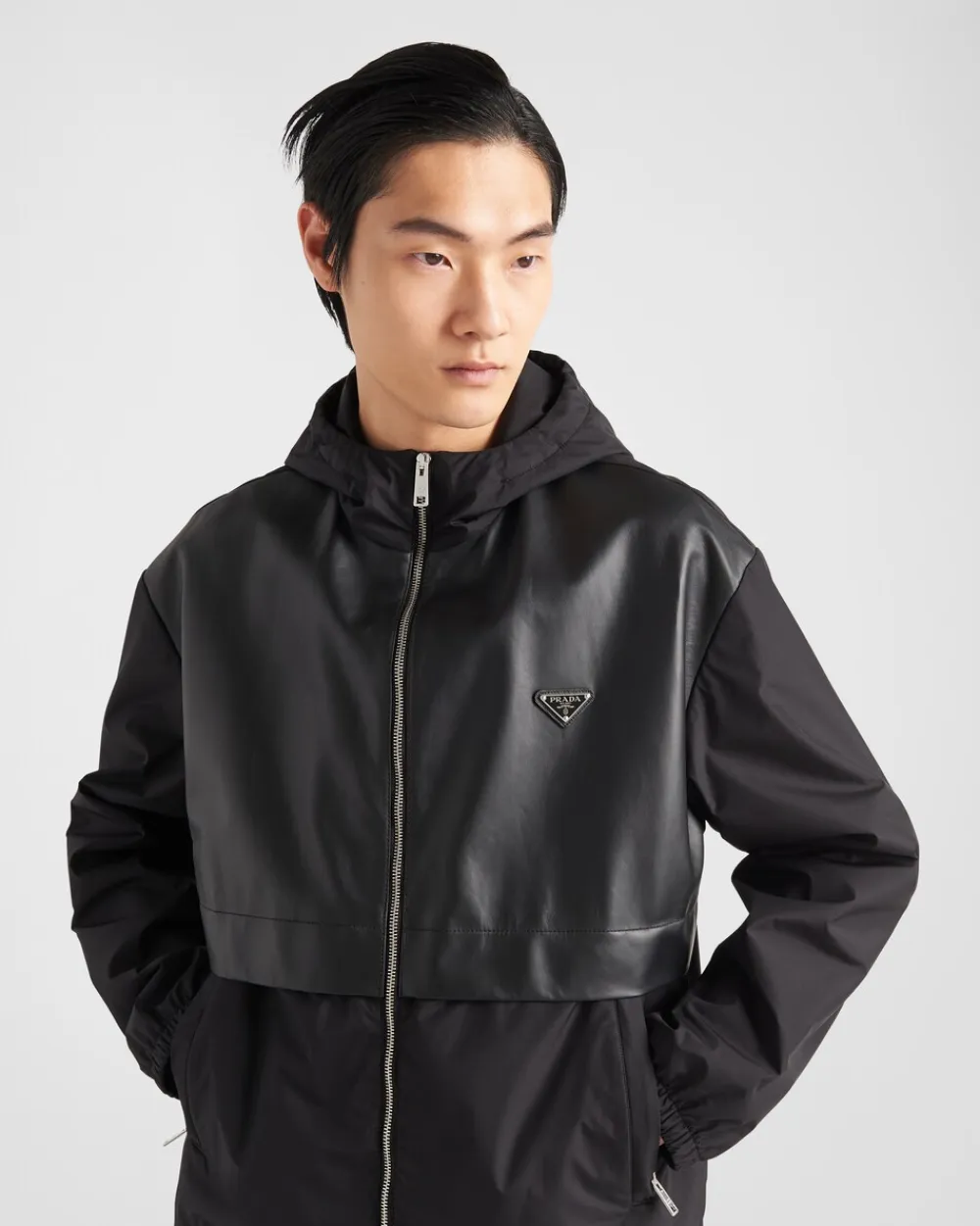 Hombre Prada ROPA DE ABRIGO^Cazadora De Seda Y Piel