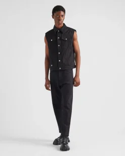 Hombre Prada TEJIDO VAQUERO^Chaleco De Bull Denim