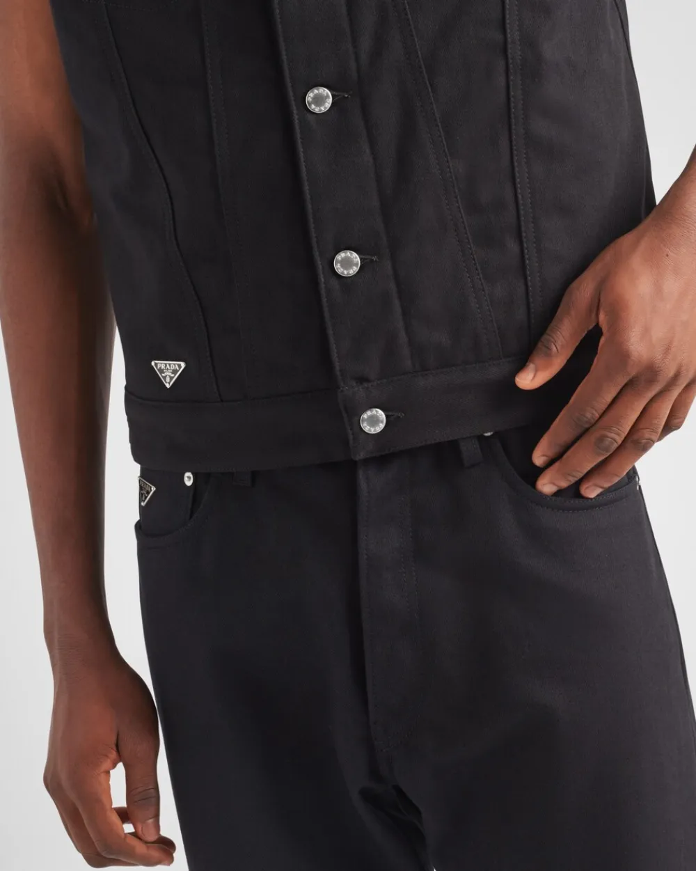 Hombre Prada TEJIDO VAQUERO^Chaleco De Bull Denim