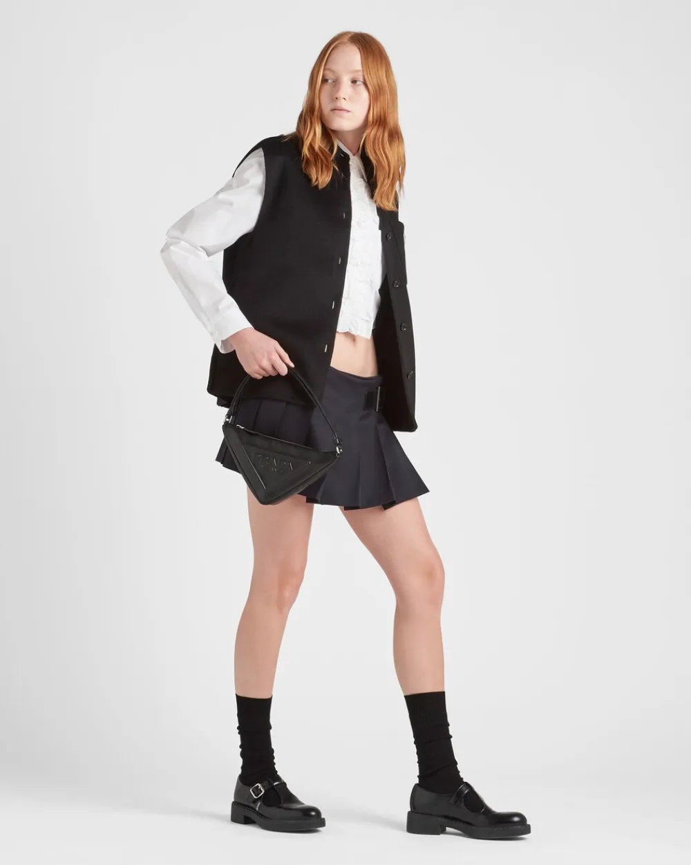 Mujer Prada CHAQUETAS Y ABRIGOS^Chaleco De Cashgora Con Cruzado Simple