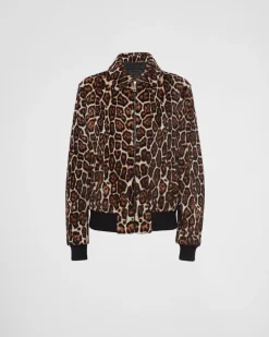 Mujer Prada ROPA DE PIEL^Chaqueta Bomber De Piel Vuelta Estampada