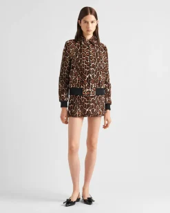 Mujer Prada ROPA DE PIEL^Chaqueta Bomber De Piel Vuelta Estampada
