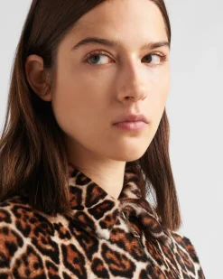 Mujer Prada ROPA DE PIEL^Chaqueta Bomber De Piel Vuelta Estampada