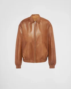 Hombre Prada ROPA DE PIEL^Chaqueta Bomber Holgada De Napa