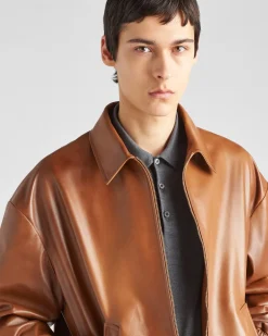 Hombre Prada ROPA DE PIEL^Chaqueta Bomber Holgada De Napa