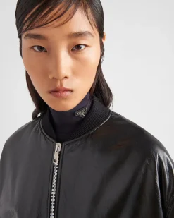Mujer Prada ROPA DE PIEL^Chaqueta Bomber Holgada De Napa