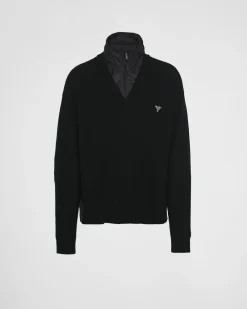 Hombre Prada TEJIDOS DE PUNTO^Chaqueta Con Capucha De Cachemir Y Re-nylon