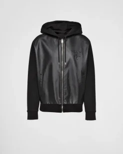 Hombre Prada ROPA DEPORTIVA Y SUDADERAS^Chaqueta Con Capucha De Felpa Técnica Y Piel
