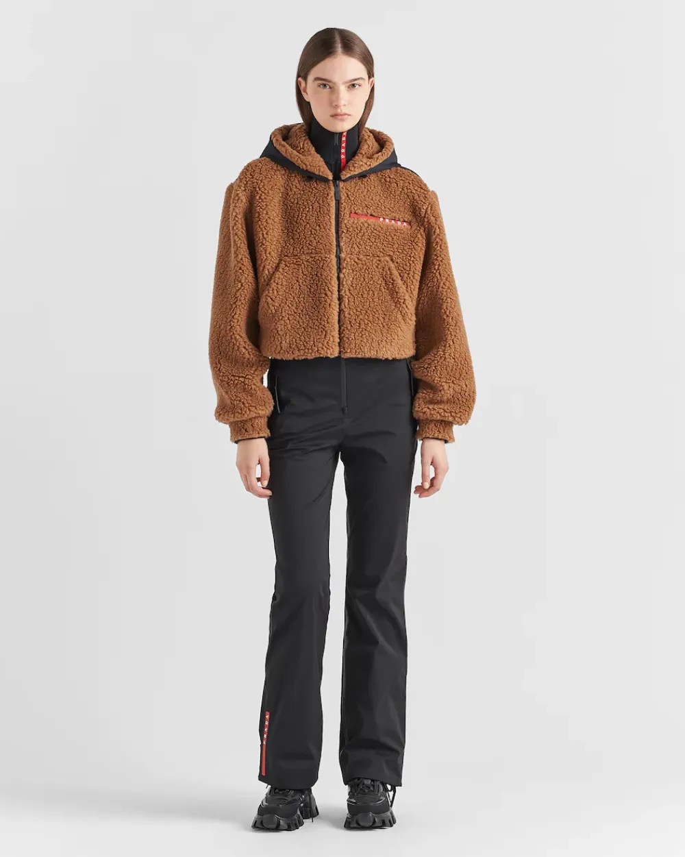 Mujer Prada ROPA^Chaqueta Corta De Doble Forro Polar