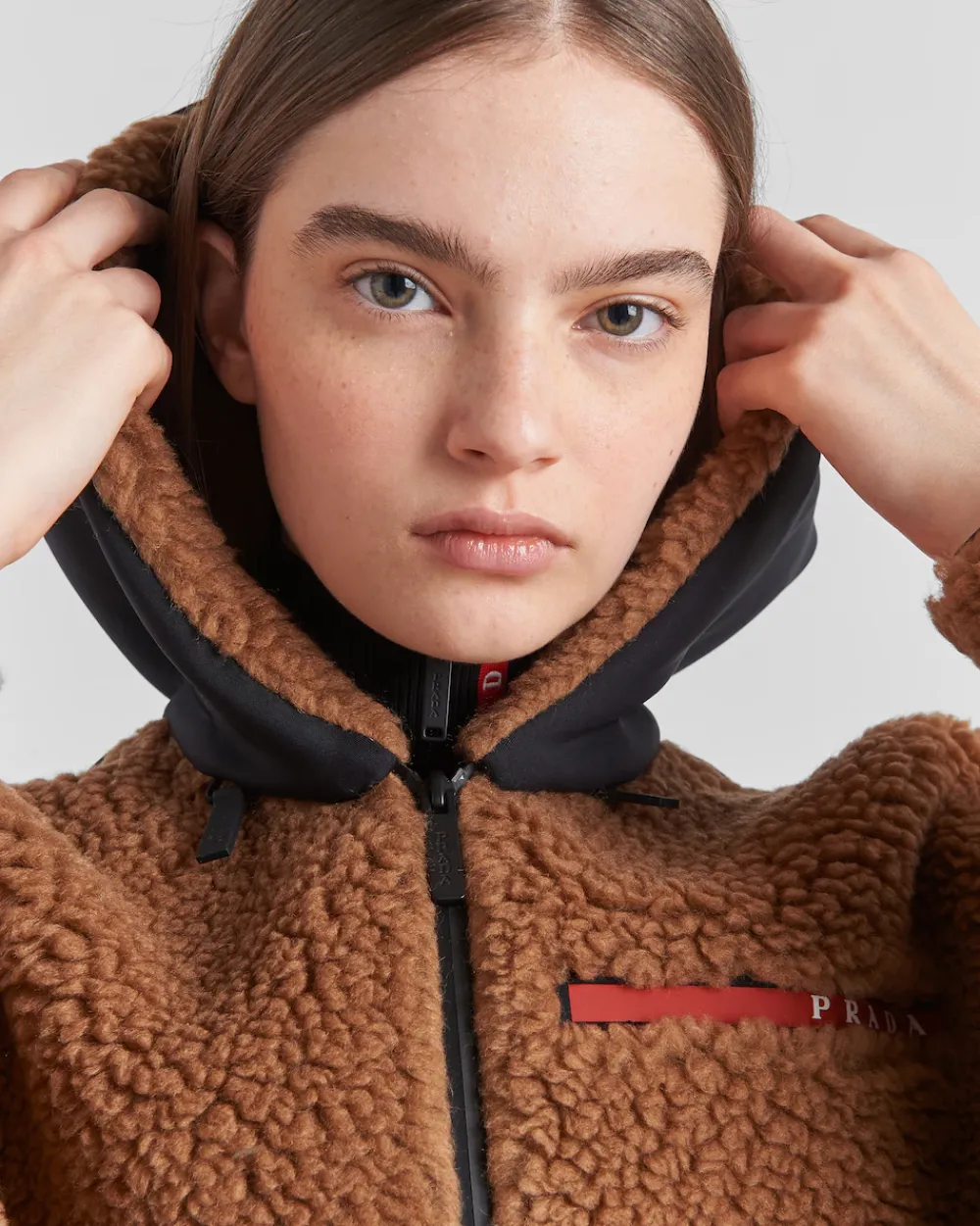 Mujer Prada ROPA^Chaqueta Corta De Doble Forro Polar