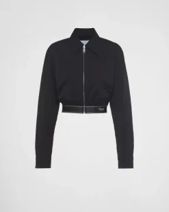 Mujer Prada CHAQUETAS Y ABRIGOS^Chaqueta Corta En Popelín Elástico