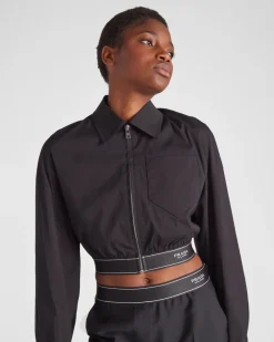 Mujer Prada CHAQUETAS Y ABRIGOS^Chaqueta Corta En Popelín Elástico