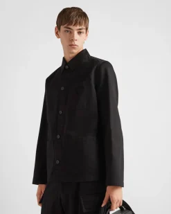 Hombre Prada CHAQUETAS Y ABRIGOS^Chaqueta De Algodón De Botonadura Simple
