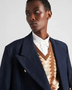 Mujer Prada CHAQUETAS Y ABRIGOS^Chaqueta De Botonadura Doble De Satén De Algodón