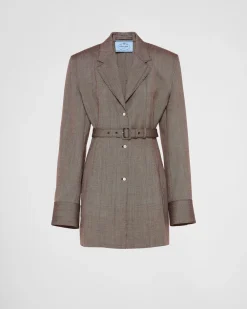Mujer Prada CHAQUETAS Y ABRIGOS^Chaqueta De Botonadura Simple De Lana Con Raya Diplomática