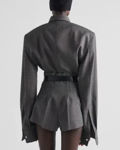 Mujer Prada CHAQUETAS Y ABRIGOS^Chaqueta De Botonadura Simple De Lana Con Raya Diplomática
