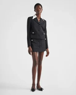 Mujer Prada CHAQUETAS Y ABRIGOS^Chaqueta De Botonadura Simple De Lana Y Satén