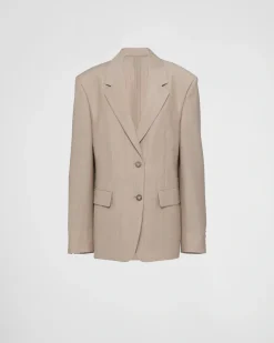 Mujer Prada CHAQUETAS Y ABRIGOS^Chaqueta De Botonadura Simple De Mohair Ligero