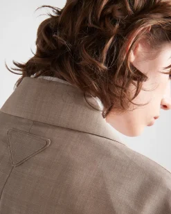 Mujer Prada CHAQUETAS Y ABRIGOS^Chaqueta De Botonadura Simple De Mohair Ligero