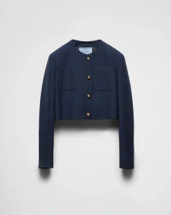 Mujer Prada CHAQUETAS Y ABRIGOS^Chaqueta De Botonadura Simple De Tricotina