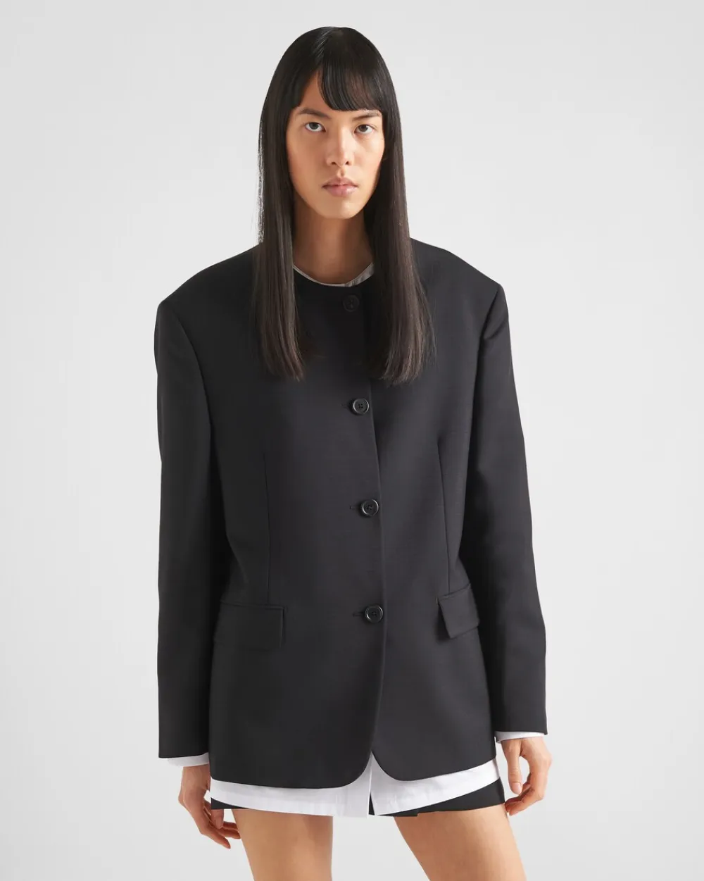 Mujer Prada CHAQUETAS Y ABRIGOS^Chaqueta De Botonadura Simple En Kid Mohair