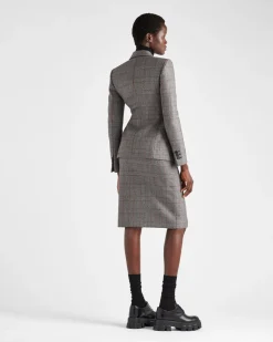 Mujer Prada CHAQUETAS Y ABRIGOS^Chaqueta De Botonadura Simple Príncipe De Gales