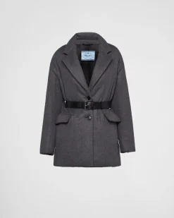 Mujer Prada CHAQUETAS Y ABRIGOS^Chaqueta De Cachemir Acolchada Con Cinturón