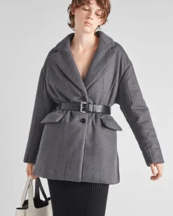 Mujer Prada CHAQUETAS Y ABRIGOS^Chaqueta De Cachemir Acolchada Con Cinturón