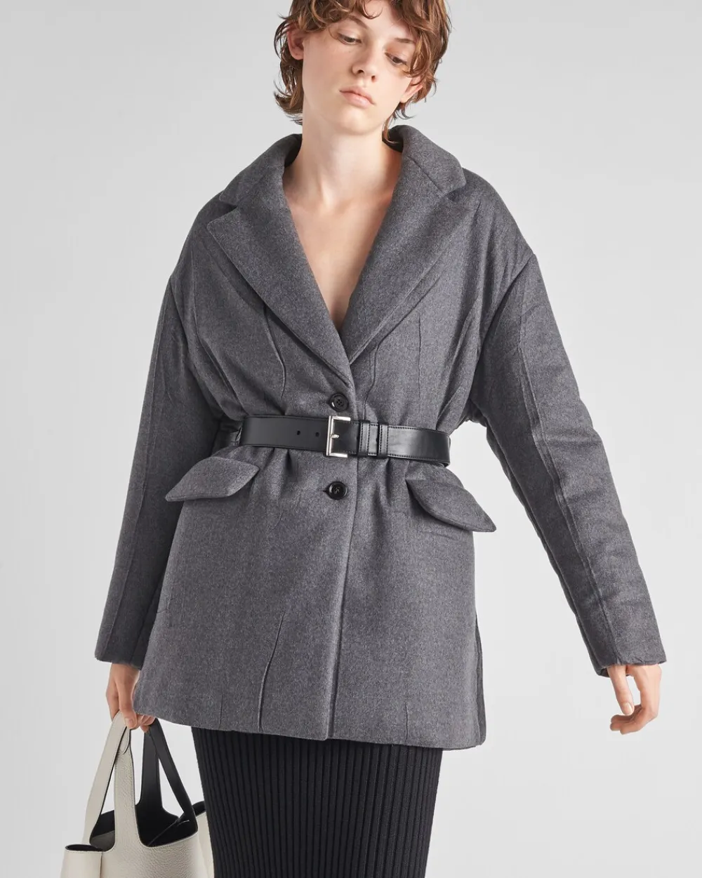 Mujer Prada CHAQUETAS Y ABRIGOS^Chaqueta De Cachemir Acolchada Con Cinturón