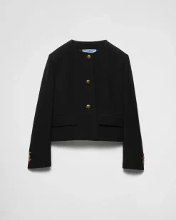 Mujer Prada CHAQUETAS Y ABRIGOS^Chaqueta De Cruzado Simple De Tricotina