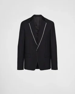 Hombre Prada CHAQUETAS Y ABRIGOS^Chaqueta De Cruzado Simple En Lana De Mohair