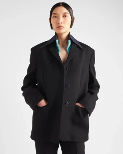 Mujer Prada CHAQUETAS Y ABRIGOS^Chaqueta De Gabardina De Botonadura Simple