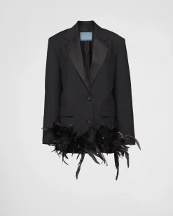 Mujer Prada CHAQUETAS Y ABRIGOS^Chaqueta De Kid Mohair Con Plumas