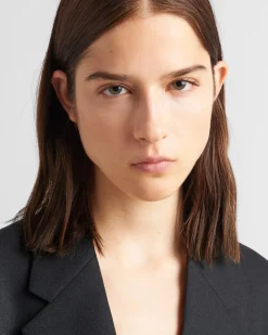 Mujer Prada CHAQUETAS Y ABRIGOS^Chaqueta De Lana De Botonadura Simple Con Detalle De Plumas