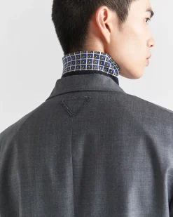 Hombre Prada CHAQUETAS Y ABRIGOS^Chaqueta De Lana De Cruzado Simple