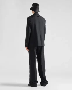 Hombre Prada CHAQUETAS Y ABRIGOS^Chaqueta De Mezcla De Lana De Cruzado Simple