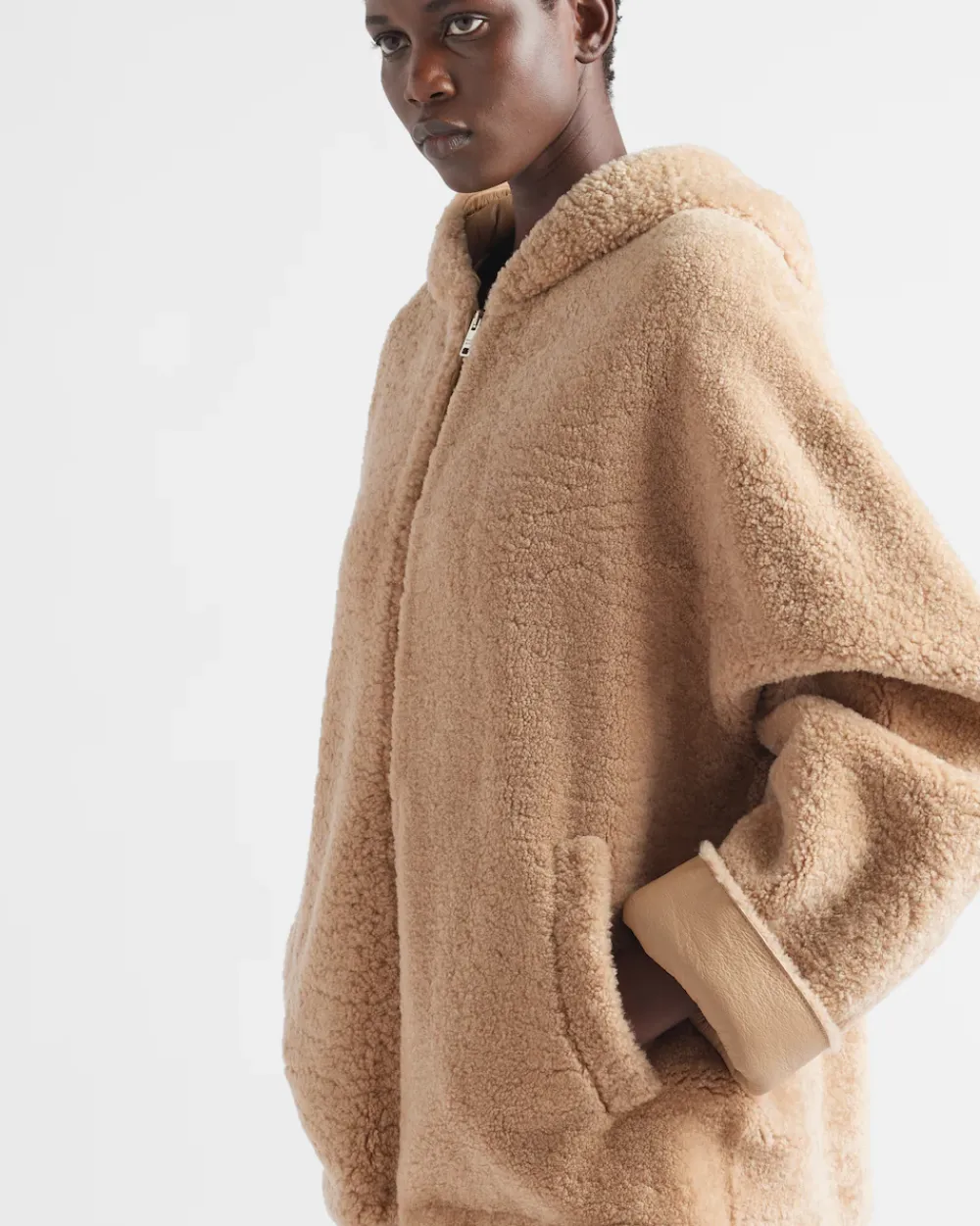 Mujer Prada ROPA DE PIEL^Chaqueta De Napa Y Borreguillo