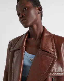 Mujer Prada ROPA DE PIEL^Chaqueta De Piel Con Cruzado Doble