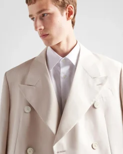 Hombre Prada CHAQUETAS Y ABRIGOS^Chaqueta De Seda De Botonadura Doble