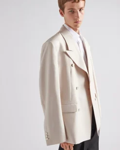Hombre Prada CHAQUETAS Y ABRIGOS^Chaqueta De Seda De Botonadura Doble