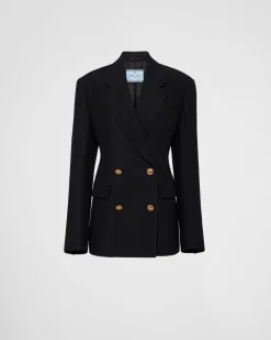 Mujer Prada CHAQUETAS Y ABRIGOS^Chaqueta De Tricotina Con Cruzado Doble