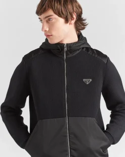 Hombre Prada TEJIDOS DE PUNTO^Chaqueta En Gabardina De Re-nylon Y Lana