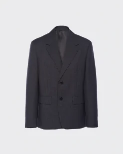 Hombre Prada CHAQUETAS Y ABRIGOS^Chaqueta En Mohair Príncipe De Gales