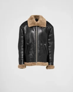 Mujer Prada ROPA DE PIEL^Chaqueta Holgada De Piel Vuelta