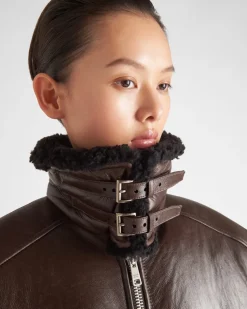 Mujer Prada ROPA DE PIEL^Chaqueta Holgada De Piel Vuelta