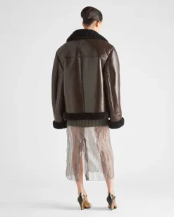Mujer Prada ROPA DE PIEL^Chaqueta Holgada De Piel Vuelta